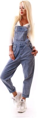 Alle Details zum Fußball-Trikot OSAB 77119 Fashion Oversize Damen Jeans Latzhose Hose Pants Träger Worker Style Wide Leg und ähnlichen Trikots