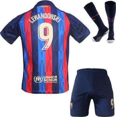 Alle Details zum Fußball-Trikot PINPOTEX Barcelona 2022/2023 Robert Lewandowski #9 Heim Kinder Trikot, Neu Saison, Shorts Socken FußballTrikot und ähnlichen Trikots