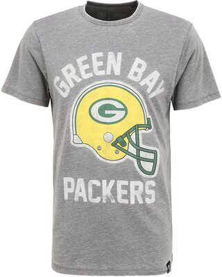 Recovered Herren T-Shirt NFL Helmet Print - Green Bay Packers Baumwoll-Shirt in Größe S - XXL bei Amazon bestellen