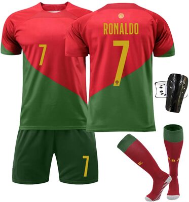 Ronronner Fußballtrikot für Kinder,Fußballtrikot,Kurzarmtrikot Shorts Set,Fussball Jersey Football Trikots,Nr.7 Red Jersey Fußballtrikot mit Socken für Erwachsene und Kinder bei Amazon bestellen