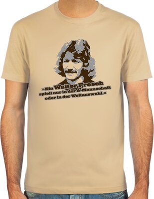 SpielRaum T-Shirt Walter Frosch ::: Farbauswahl: SkyBlue, Sand oder weiß ::: Größen: S-XXL ::: Fußball-Kult bei Amazon bestellen