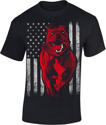 T-Shirt: American Pitbull - USA Hunde Shirt für Herren Damen Mann Männer Frau-en Pit-Bull Dog Hund Herrchen Frauchen Gassi Amerika Kampfhund Boxer Kampf-Sport Trikot Geschenk-Idee bei Amazon bestellen
