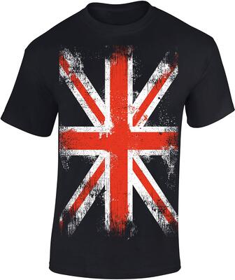 T-Shirt: Union Jack - England Flagge Shirt für Herren Damen Mann Männer Frau-en - Großbritannien UK United Kingdom Great Britain British Fussball Punk London Biker Vintage Fahne Geschenk-Idee bei Amazon bestellen