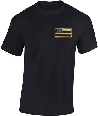 T-Shirt: USA Flagge Patch - Stars and Stripes - US-Army Shirt Herren Damen - Mann Männer Frau-en - Biker - Rock-er - Amerika America - United States - Camouflage Camo Tarn Fahne - Geschenk bei Amazon bestellen