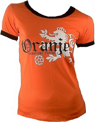 TICILA Damen T-Shirt Miss Oranje Holland Dutch Niederlande Netherlands Champion Football Fussball WM EM Designer Fan Tee Trikot Orange bei Amazon bestellen