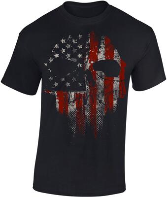 Totenkopf Shirt Herren - American Skull/Glass Skull - Horror T-Shirt Männer - Skull Tshirt - Halloween Death Biker bei Amazon bestellen