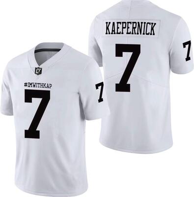 Villa #ImWithKap Colin Kaepernick Trikot 7 IM mit KAP Fußballtrikot Alle genähten Männer Schwarz Weiß Filmtrikot S-3XL, 7 Kaepernick schwarzes Wort bei Amazon bestellen