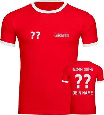 VIMAVERTRIEB® Herren Kontrast T-Shirt Kaiserslautern - Trikot mit Deinem Namen und Nummer - Männer Shirt Fußball Fanartikel Fanshop bei Amazon bestellen
