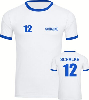 VIMAVERTRIEB® Herren Kontrast T-Shirt Schalke - Trikot 12 - Männer Shirt Fußball Fanartikel Fanshop bei Amazon bestellen