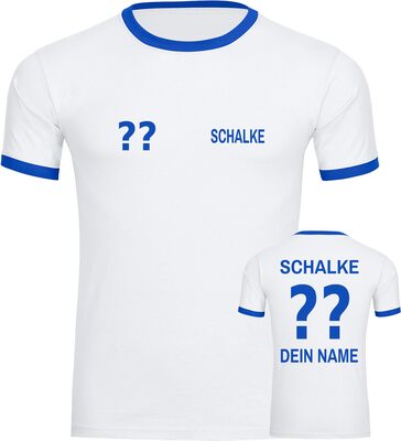 VIMAVERTRIEB® Herren Kontrast T-Shirt Schalke - Trikot mit Deinem Namen und Nummer - Männer Shirt Wunschtext bei Amazon bestellen