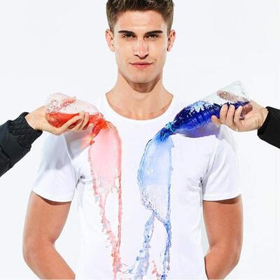 XIUNIA Nano Einfarbig Kurzarm Rundhals T-Shirts Atmungsaktiv Schmutz-Abweisend Und wasserdichte Half-Ärmeln Schnell Trocknend Herren Und Frauen Modelle (S-5Xl) bei Amazon bestellen