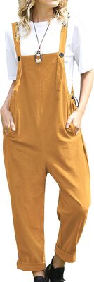 YESNO Damen Latzhose Breites Bein Baumwolle Jumpsuit Elegant Lange Lose Hose Retro Sommer Overall mit Taschen bei Amazon bestellen