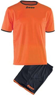 Zeus Kit Sticker Herren Kinder Set Trikot Shirt Hosen Klein Armel Kit Fußball Hallenfußball Orange Fluo (L) bei Amazon bestellen